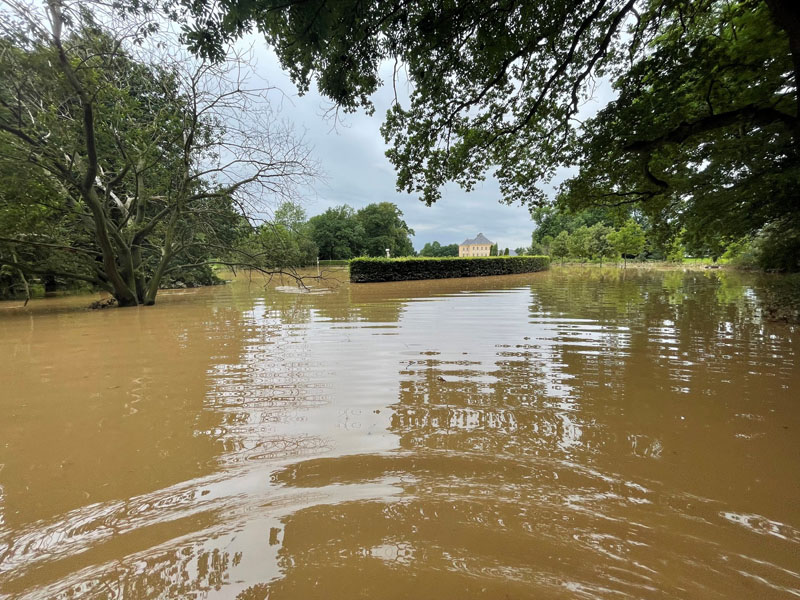 Die Golfanlage des GC Schloss Miel nach der Flut (Foto: GC Schloss Miel)